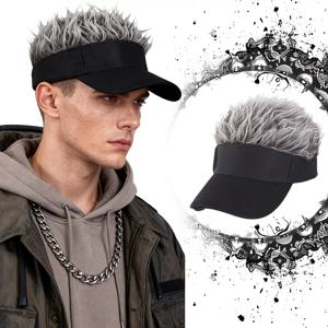 TEMU 남성용 헤드밴드 가발 - 스파이키 실버그레이 자연스러운 헤어스타일, 부드러운 합성 섬유, 착용감 좋은 스트레치 헤드밴드, 데일리 패션, 코스프레 & 파티 스타일링에 적합