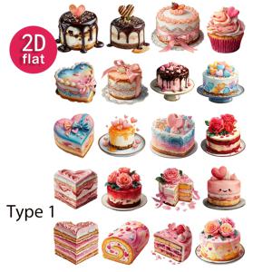 TEMU 2D 플랫 빈티지 발렌타인데이 케이크 플래너 스티커 (스크랩북, 저널링, 사진 앨범, 문구류, 학교 공예 재료용)