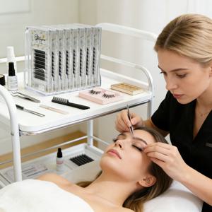 TEMU 8구 투명 아크릴 속눈썹 정리함 - 웨이브형 뚜껑, 먼지 방지 속눈썹 케이스, 속눈썹 연장 및 인조 속눈썹용 메이크업 보관함 - 모든 인조 속눈썹 타입 호환, 발렌타인데이 선물로 완벽