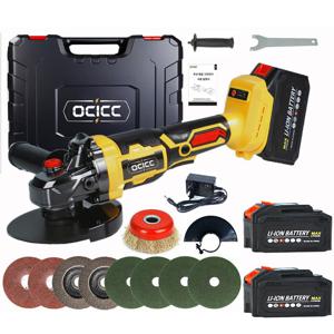 TEMU ocicc 속도조절 그라인더 20V 5.5인치 무선 충전 멀티툴 125mm 가정용 저소음 각그라인더 세트 숫돌 포함 금속가공 석재가공 그라인딩 커팅 연마