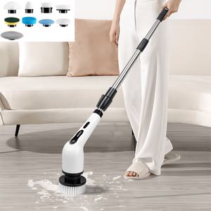 TEMU 9개의 교체 가능한 브러시 헤드와 360도 무선 청소 USB-C 충전 케이블, 접히고 분리되는 핸들을 갖춘 다기능 접이식 전기 청소 브러시로 욕실, 주방, 유리, 벽, 바닥 청소에 사용 가능