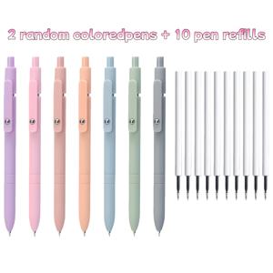 TEMU 12개 세트 - 고급스러운 모란디/빈티지 컬러 클릭 젤펜 | 랜덤 펜 7개 + 랜덤 리필 2개 + 교체용 리필 10개 | 업그레이드된 0.5mm 검정색 펜촉, 부드러운 필기감, 빠른 건조, 일기, 메모, 간호사, 교사, 사무실 서명용 펜, 신학기 시즌에 적합 | 사무용품 및 학용품