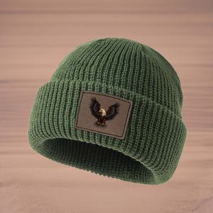 TEMU 독수리 엠블럼이 있는 스타일리시한 인조 가죽 니트 비니, 남녀공용 챙 없는 모자, 스트리트 힙합 모자, 트렌디한 방한 비니, 따뜻한 풀오버 모자, 신축성이 뛰어난 니트 모자, 가을 겨울용 사계절 스키 모자