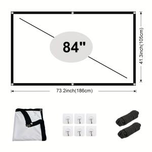 TEMU 16:9 휴대용 HD 접이식 주름 방지 프로젝션 스크린, 양면 홈시어터, 야외, 실내, 사무실, 교실, 파티용