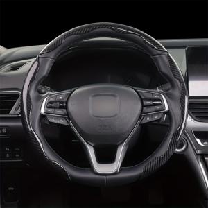 TEMU 3개 세트 카본 파이버 디자인 스티어링 휠 커버, 레드 스네이크-라이트 베이지 질감 - 내부 링 없음, 그립과 스타일 향상을 위한 내구성 있는 폴리에스터