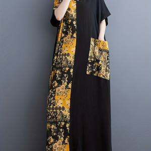 TEMU V넥 플러스 사이즈 패치워크 드레스