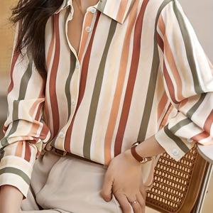 TEMU 플러스 사이즈 - 플러스 사이즈 - 테일러드 엘레강스 버튼업 셔츠, 프린트 블라우스가 특징인 여성용 강화 의류