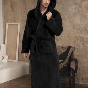 TEMU 커플 스타일, 착용 가능한 대형 사이즈, 멀티컬러 신상 캐주얼 유럽 및 미국 스타일 남녀 모닝 로브, 수면 로브, 따뜻하고 편안한 심플 플란넬 후드 라운지웨어, 플러스 사이즈 1개