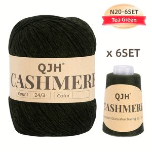 TEMU 6개 세트 고급 100% 캐시미어 원사 번들, 부드러운 퍼지 뜨개질 크로셰 원사, 50g 대형 & 20g 소형, 다색 헤더 원사 DIY 공예, 스웨터, 숄 - 화이트, 레드, 블랙, 블루, 그린, 퍼플, 초콜릿, 다크 브라운