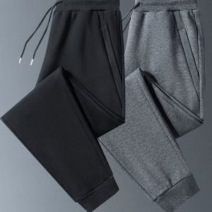 TEMU 플러스 사이즈 남성용 단색 조거 팬츠 (지퍼 포켓 및 드로스트링 포함) - 캐주얼 또는 운동복으로 사계절 내 적합, 플러스 사이즈