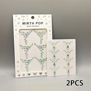 TEMU 2개 세트 얼굴 나비 눈썹 센터 스티커, 부활절 라마단 댄스 파티 반짝이는 얼굴 액세서리 아이 메이크업 스티커, 나비 스티커 무대 스티커