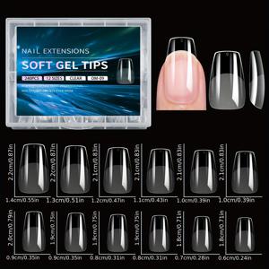 TEMU 240개 소프트 젤 네일 팁, 하프 매트 풀 커버리지 특징. 이 프레스온 네일은 아몬드, 스퀘어, 코핀 모양으로 제공되며 얇은 앞면과 두꺼운 뒷면이 있습니다. 여성 매니큐어에 이상적입니다.