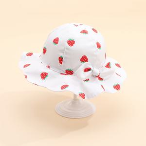TEMU 티키키키 여아용 딸기 프린트 썬햇 - 조절 가능한 스냅 클로저, 넓은 챙, 접이식 가벼운 통기성 야외 하이킹용, 생일 및 사계절 (유아 어린이), 아이들 자외선 차단, 재미있는 아동 액세서리, 내구성 있는 썬햇