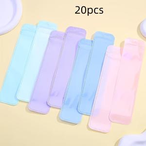 TEMU 2.17*8.66인치 마카롱 펜 파우치 20/40개입, 펜 포장 백, 재사용 가능, 파티, 화장품, 립글로스, 주얼리 및 펜 포장에 적합 - 핑크, 블루, 사이안, 퍼플, 혼합 색상, 플라스틱 재질