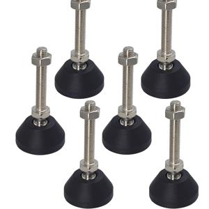 TEMU 6개입 M8 나사산 고무 레벨링 피트, 조절 가능한 금속 가구 레벨러, 책상, 의자, 선반 안정성용 미끄럼 방지 패드