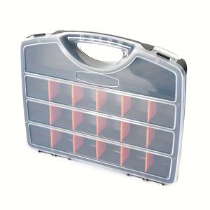 TEMU 헤비듀티 플라스틱 공구함 - 방수 보관 정리함, 투명 칸막이 포함, 차고 및 작업장용, 여행용 - 나사, 렌치, 전기 부품 정리함 - 전문가 및 DIY 프로젝트에 이상적, 안전한 잠금 장치, 견고한 구조, 전문 도구