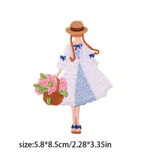 TEMU 1개 자수 패치 스티커 대형 아름다운 핑크 자전거 자수 패치 스티커 DIY 의류 액세서리 패션 귀여운 레트로 창의적인 의류 장식 스티커 다림질