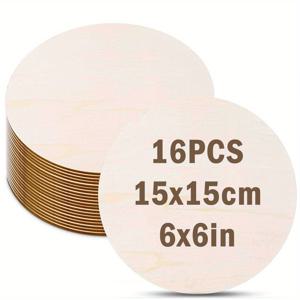 TEMU 원형 나무 제품 16개, 15X15 Cm / 6X6 Inches, 나무 보드, 공예 및 장식, 문구, 홈 데코, 친구 및 가족을 위한 선물, 레이저 컷팅, 우드 버닝, 건축 모델 및 염색