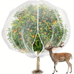 TEMU 7.8 X 7.8피트 크기의 대형 과일 나무 방충망 커버. 지퍼와 드로스트링이 특징입니다. 투명한 방충망은 식물의 보호막 역할을 하여, 사슴, 다람쥐, 벌레로부터 꽃과 과일을 보호합니다.