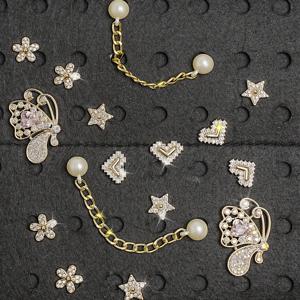 TEMU 신발 장식용 나비, 하트, 꽃 디자인의 16개 라인스톤 장식 세트, 샌들 및 정원 신발에 이상적인 탈착식 참