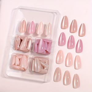 TEMU 96개입 박스 (4색 혼합) Y2K 롱 아몬드 글로시 감성 누드 핑크 캣아이 아크릴 프레스온 네일 아몬드 네일 디자인 완벽한 핏 인조 네일 세트, 누드 시리즈 캣아이 네일 여성 및 데일리 착용 카니발 파티용으로 적합