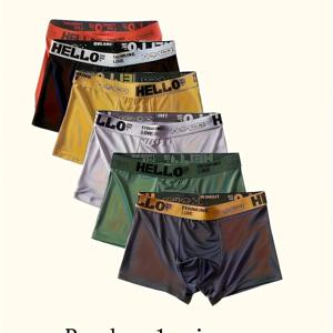 TEMU 다양한 색상의 남성용 통기성 아이스 필링 드로즈 팬티 1/6개 랜덤 선택 - 매우 편안한 탄성 허리 밴드, 빠른 건조 - 스판 블렌드 반투명 니트 원단