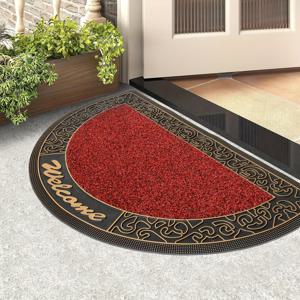 TEMU 반원 모양의 PVC 야외 러그, 현관, 할로윈 야외 장식에 적합, 방풍, 간편한 청소, 흙 및 눈 제거, 흡수성, 다기능