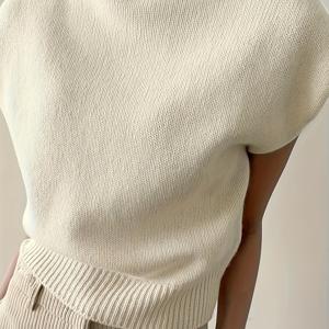 TEMU 여성용 타겟드 디벨롭먼트 플레임 엘레강스 하이넥 루즈핏 캐주얼 다기능 민소매 스웨터 베스트 아우터웨어 상의