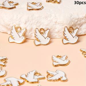 TEMU 60개/30개 새로운 고품질 비둘기 펜던트 참 - 아연 합금 주얼리 DIY 목걸이와 귀걸이용, 생일, 데이, 추수감사절 선물에 완벽, 평화 디자인, 내구성 있는 금속 참. 친구와 가족을 위한 완벽한 작은 선물. 크리스마스