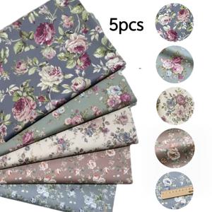TEMU 빈티지 식물 프린트 패브릭 패치워크 세트 - 5개 프리컷 스퀘어 크래프트 패브릭 번들, 인장 강도 27-53, DIY 퀼팅, 재봉, 어플리케에 적합 - 빈티지 플로럴 프린트 패브릭, 리본 만들기, 침대보, 베개커버 제작에 이상적
