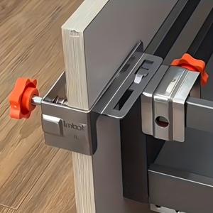 TEMU 신제품 스테인리스 스틸 사이드 서랍 클램프 보조 내부 및 외부 가장자리 조절 가능 스테인리스 스틸 앵글 클램프 세트 90도 직각 클램프 더블 핸들 목공용 클램프 목공 옷장 문용