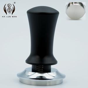 TEMU 템퍼 1개, 커피 프레스, 스테인리스 스틸 베이스 장착, 평평한 바닥과 나사산 바닥 특징, 스프링 로드 메커니즘 포함, 압력 수준 관찰을 위한 스케일, 51mm, 53mm 직경 크기 중 3가지로 제공