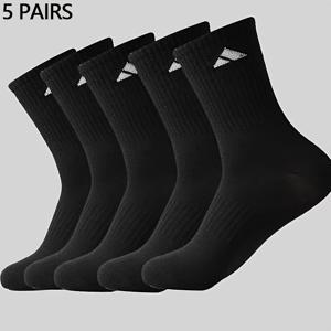 TEMU 남성용 미드 카프 스포츠 양말 5/10켤레, 허리 조절 장식 롱 튜브 런닝 양말, 클래식 단색 캐주얼 양말, 남녀공용 커플용 다용도 양말 (가을/겨울)