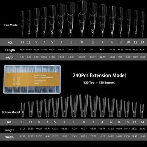 TEMU 240개 샌드위치 듀얼 네일 폼 | 재사용 가능한 혼합 15가지 사이즈 코피 알몽골 네일 몰드, 빠른 연장 매니큐어 도구, 상단 및 하단 몰드, 투명 PP 소재, 광택