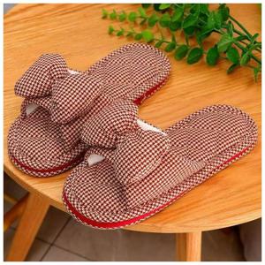 TEMU [] 클래식 잔체크 3중 쿠션 푹신한 층간소음방지 미끄럼 층간소음방지 거실화 면슬리퍼