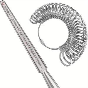 TEMU KLONKEE 전문가용 반지 사이즈 측정기, 4사이즈 금속 맨드릴 및 손가락 사이즈 게이지 포함 - 보석류 제작, 보석상, 취미가, DIY 공예용으로 적합한 고강도 반지 측정봉