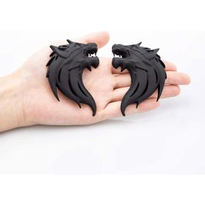 TEMU 차량 및 사이드 펜더용 3D 늑대 머리 메탈 배지 2개 세트, 후면 스타일링 데칼