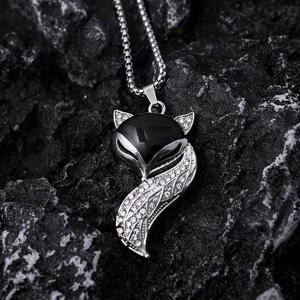 TEMU 1개 패셔너블 폭스 펜던트 202 스테인리스 스틸 목걸이, 여아를 위한 휴일 생일 선물