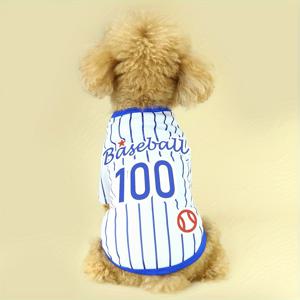 TEMU 대형, 중형, 소형견을 위한 스포티 강아지 티셔츠입니다. 뒷면에는 'Baseball 100' 문구가 새겨져 있으며, 패션과 운동성을 융합하여 활동적인 털옷 친구를 위한 디자인입니다.