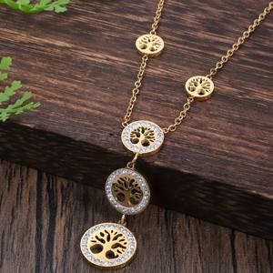 TEMU 여성용 패션 라인 목걸이 1개, 스테인리스 스틸 심플한 둥근 생명의 나무 체인 목걸이, 여성용, 휴가복, 생일, 기념일, 발렌타인데이, 크리스마스 선물