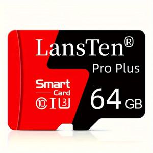 TEMU LansTen 1pc 고속 SD 카드, Class 10 U3 U1, 16GB/32GB/50GB/64GB/100GB/128GB, 4K HD 호환, 보안 카메라 및 스마트 기기용 USB 어댑터 포함 TF 메모리 카드
