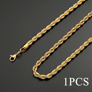 TEMU 4mm 남성용 스테인리스 스틸 꼬임 디자인 로프 목걸이. 이 꼬임 로프 체인 목걸이는 색이 변하지 않습니다. 18인치 및 24인치 길이로 남녀 모두에게 적합합니다.