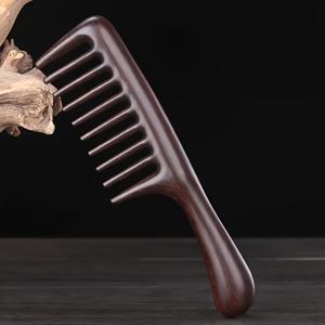 TEMU 천연 검은 사스라 사다르우드 와이드 칫솔 - 정전기 방지, 모든 헤어 타입에 적합, 두피 마사지 나무 브러쉬, 긴 머리 및 곱슬머리에 이상적인 선택, 엉킴 방지 및 스타일링