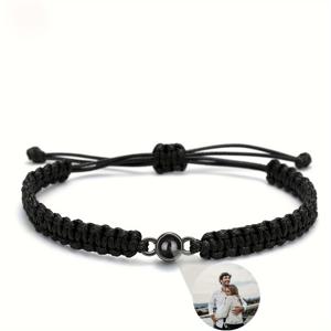 TEMU 사진 프로젝션 컬러풀 브레이드 로프 팔찌, 스타일 커플 팔찌, 패셔너블하고 우아한 추모 주얼리, 그녀를 위한 맞춤 선물, 크리스마스 데이 어머니의 날 선물