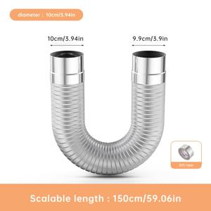 TEMU Musurjoy 1개 59인치 길이 알루미늄 합금 연기 파이프, 연기 배출용, 야외 캠핑 텐트 스토브 추가, 나무 연소 스토브 벽난로 연기통 연장 및 방향 파이프, 욕실 추가, 알루미늄 포일 테이프 및 기타 피팅 포함, 배기 호스