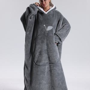 TEMU 두꺼운 오버사이즈 새해 선물 - 커플 후드티 - 루즈핏 플러스사이즈 따뜻한 후드 루즈웨어, 남녀공용 TV 담요 루즈웨어 파자마, 플러시 루즈웨어