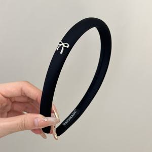 TEMU 실버리 보우 컬러 패브릭 스펀지 헤어밴드, 귀여운 보우 좁은 스타일 헤어 액세서리