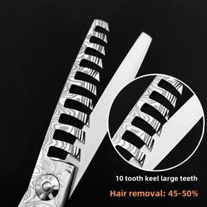 TEMU 다마스커스 패턴 전문가용 헤어 커팅 가위, 헤어 스타일리스트용 헤어 커팅 가위, 플랫 커팅, 얇게 자르는 이빨, 생선뼈 자르기