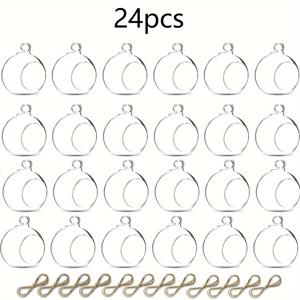 TEMU 매달리는 유리 티라이트 캔들 홀더 세트 24개 - 웨딩 센터피스용 미니 투명 글로브 캔들홀더, 정원 장식, 크리스마스, 할로윈, 결혼식, 파티 선물 - 지름 2.36인치/6cm 테이블탑 캔들 홀더 세트