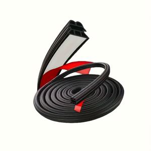 TEMU 1개 범용 32.8피트 자가 점착 EPDM 고무 자동차 도어 웨더스트립, 소음 감소, 전면 도어, 후드, 트렁크용 다중 챔버 디자인, (5미터, 10미터)